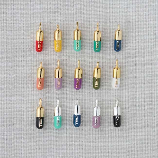 Chill Pill Enamel Necklace, Gold, Peri - Necklaces - 3