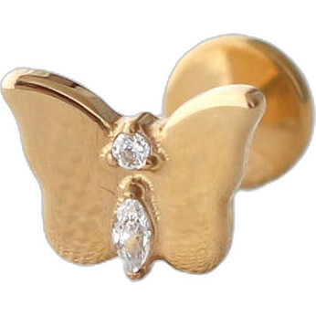 Butterfly Crystal Titanium Flat Back Stud Earring, Gold