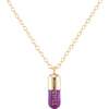 Chill Pill Enamel Necklace, Gold, Aubergine - Necklaces - 1 - thumbnail