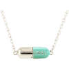 Big Chill Pill Chain Necklace, Silver, Turquoise - Necklaces - 1 - thumbnail