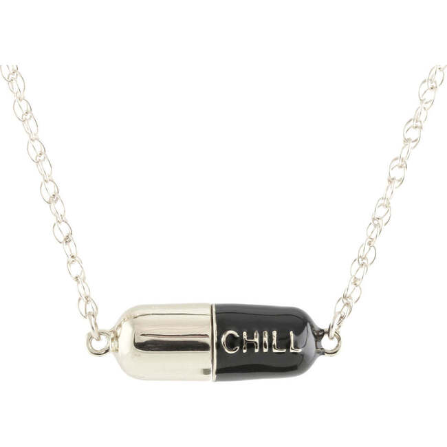 Big Chill Pill Chain Necklace, Silver, Black