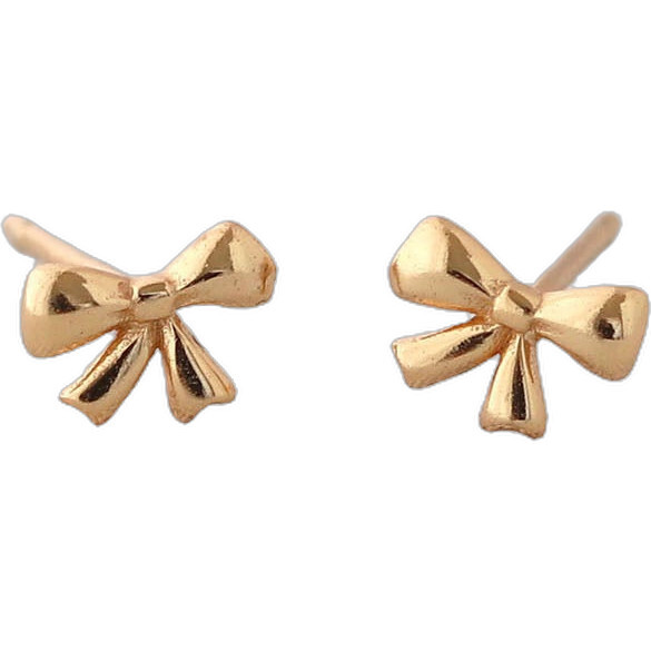 Bow Stud Earrings, Gold