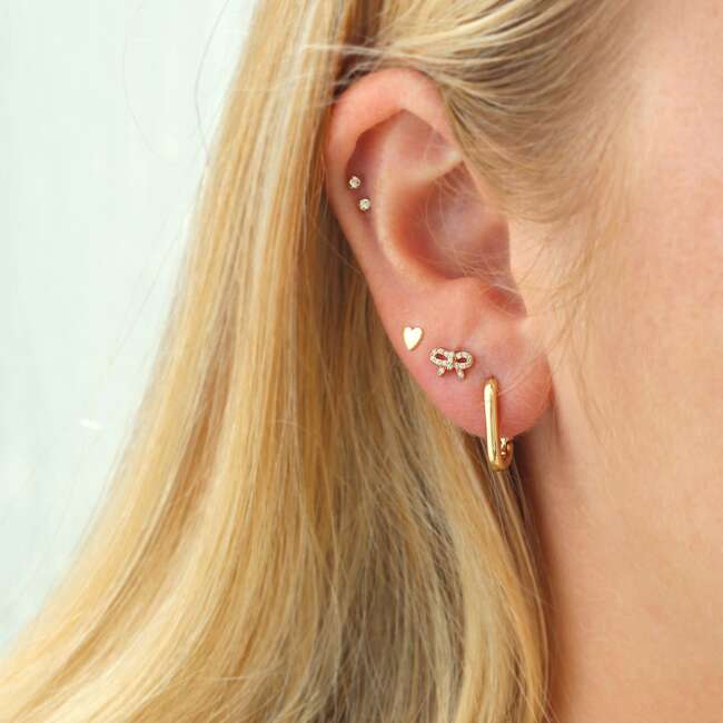 Bow with Crystals Stud Earrings, Gold