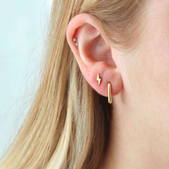 Bolt Titanium Flat Back Stud Earring, Gold