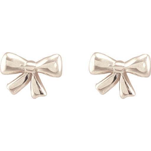 Bow Stud Earrings, Silver - Earrings - 4