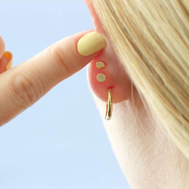 Bolt Titanium Flat Back Stud Earring, Gold - Earrings - 3