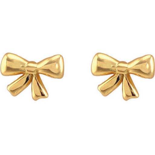 Bow Stud Earrings, Gold - Earrings - 6