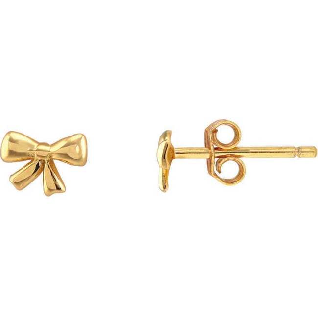 Bow Stud Earrings, Gold - Earrings - 7