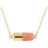 Big Chill Pill Chain Necklace, Gold, Pink - Necklaces - 1 - thumbnail