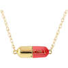 Big Chill Pill Chain Necklace, Gold, Red - Necklaces - 1 - thumbnail