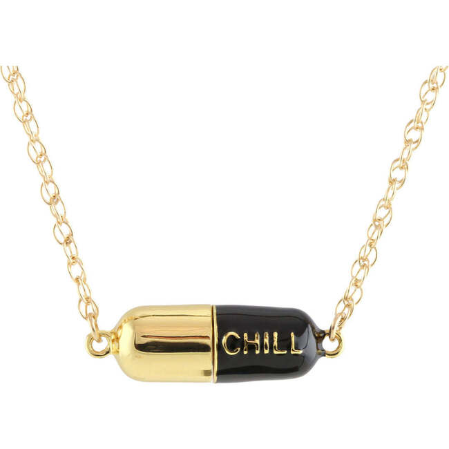 Big Chill Pill Chain Necklace, Gold, Black