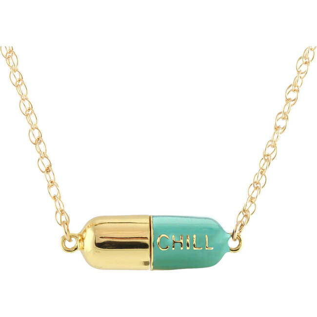Big Chill Pill Chain Necklace, Gold, Turquoise