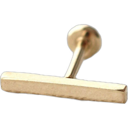 Bar Flat Back Single Stud Earring in 14k Gold