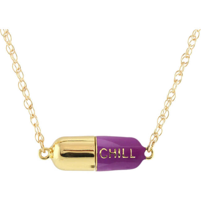 Big Chill Pill Chain Necklace, Gold, Aubergine