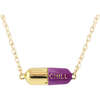 Big Chill Pill Chain Necklace, Gold, Aubergine - Necklaces - 1 - thumbnail