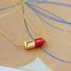 Big Chill Pill Chain Necklace, Gold, Red - Necklaces - 2