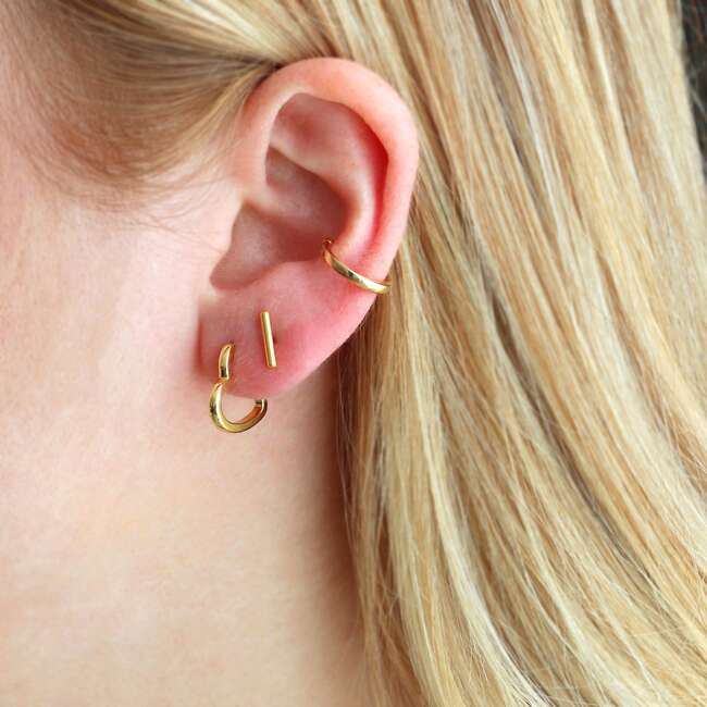 Bar Titanium Flat Back Stud Earring, Gold