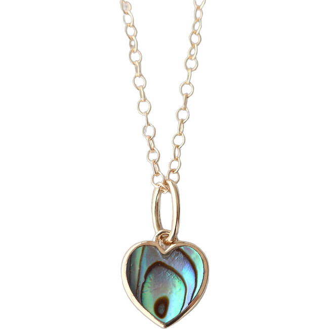 Abalone Heart Charm Necklace, Gold