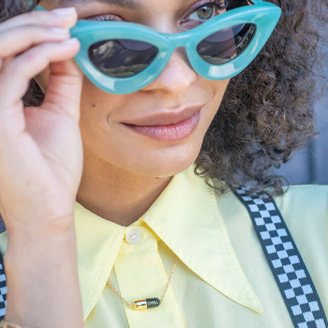 Big Chill Pill Chain Necklace, Gold, Black - Necklaces - 4