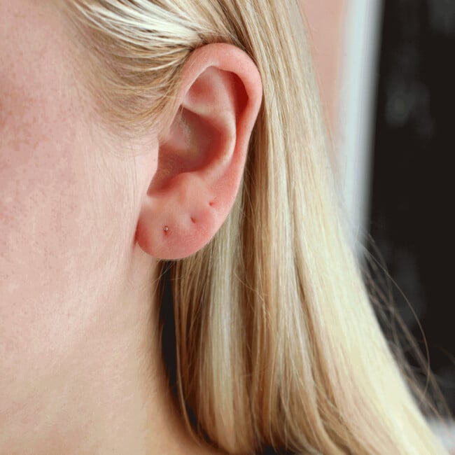 Bar Flat Back Single Stud Earring in 14k Gold - Earrings - 3