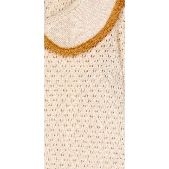 Carola Collared Openwork Sweater, Cream & Caramel - Sweaters - 4