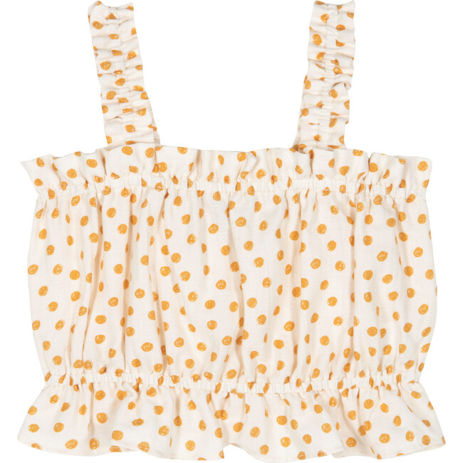 Léna Dots Crop Top, Cream & Caramel - Blouses - 1