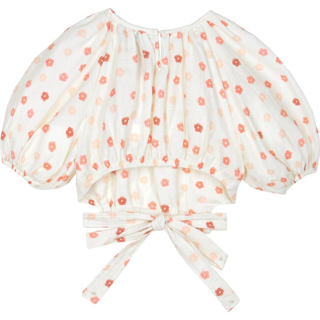 Adeline Muslin Flower Top, Cream & Coral - Blouses - 1