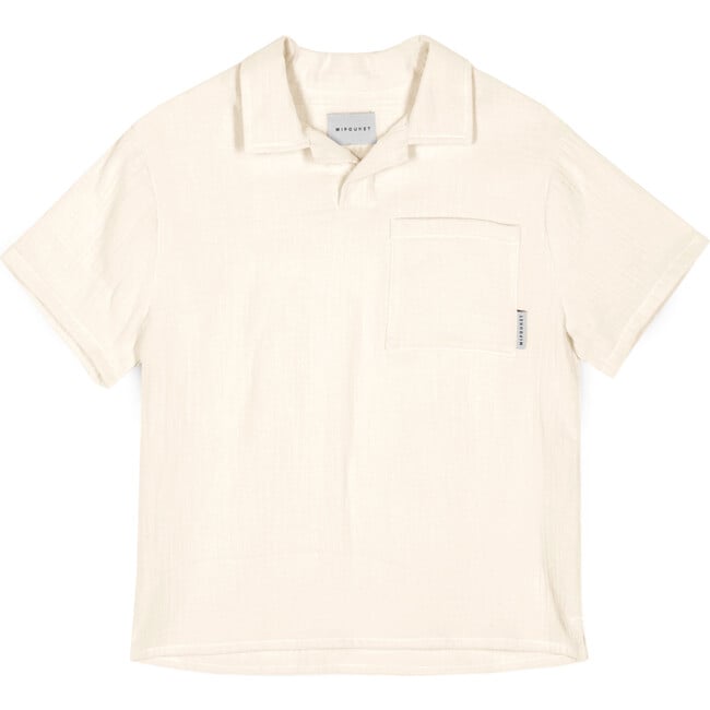 Nicolo Muslin Polo Shirt, Ecru - Polo Shirts - 1