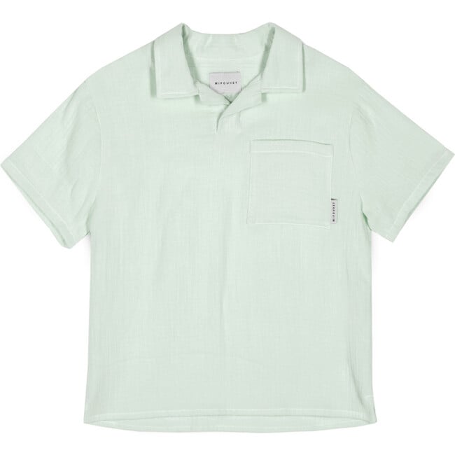 Nicolo Muslin Polo Shirt, Green Lily - Polo Shirts - 1