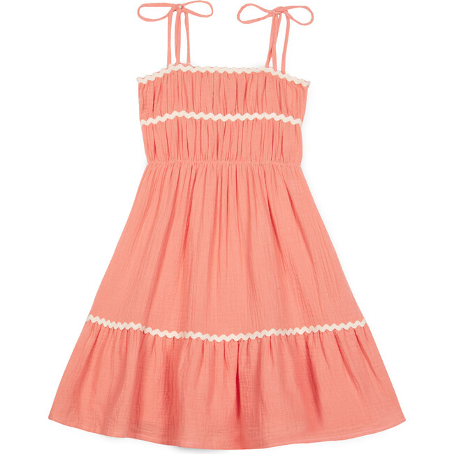 Anette Muslin Dress, Coral - Dresses - 1