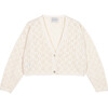 Ines Cotton Openwork Cardigan, White - Sweaters - 1 - thumbnail