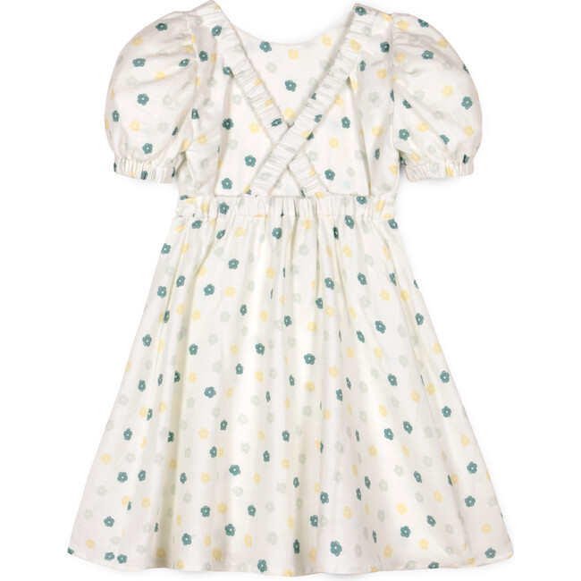 Marjorie Flower Muslin Dress, Cream & Green Lily - Dresses - 1