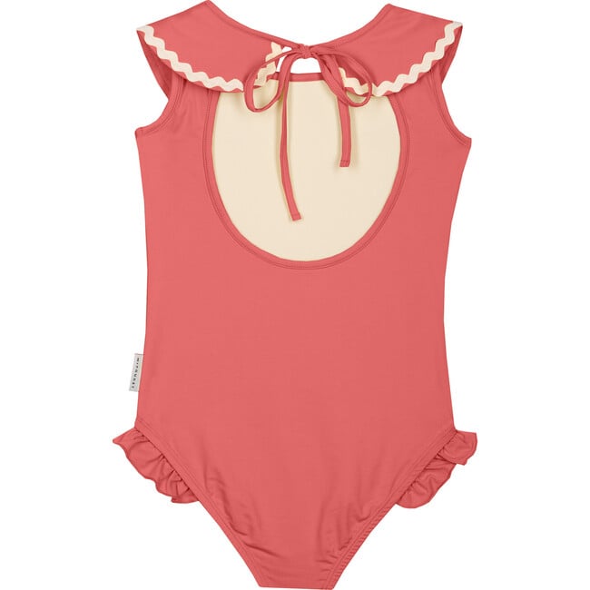 Lola Collared Swimsuit, Coral - One Pieces - 1