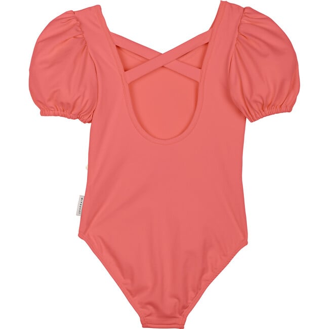 Célia Balloon Sleeve Swimsuit, Coral - One Pieces - 1