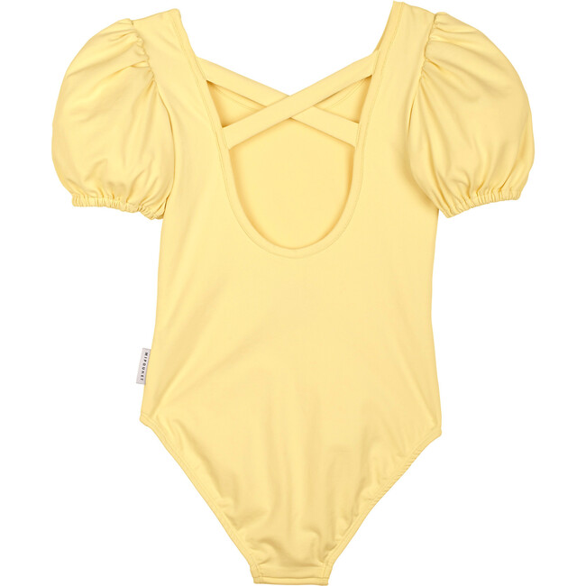 Célia Balloon Sleeve Swimsuit, Bamboo Yellow - One Pieces - 1
