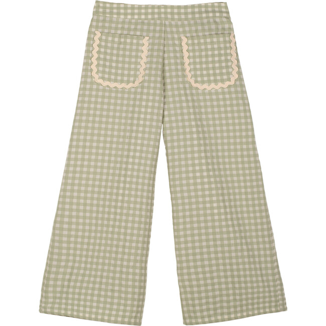 Pauline Vichy Straight Cut Wide Leg Pant, Green - Pants - 1