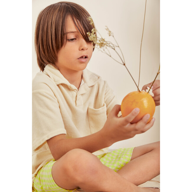 Nicolo Terry Straight Cut Short Sleeve Polo Shirt, Ecru - Polo Shirts - 2