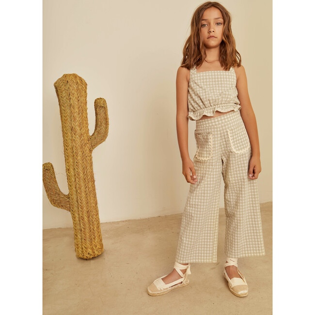 Pauline Vichy Straight Cut Wide Leg Pant, Green - Pants - 3