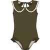 Lola Scalloped Collared Swimsuit, Green - One Pieces - 1 - thumbnail