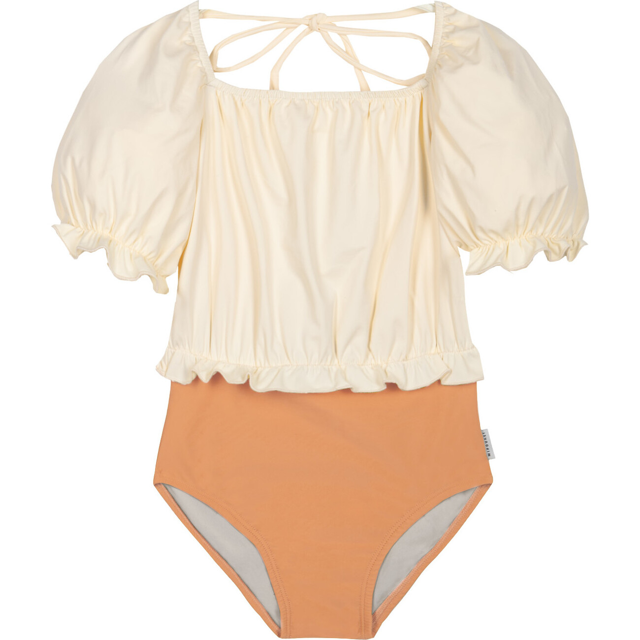 Élisa Block Color Swimsuit, Ecru & Peach - Mipounet Swim | Maisonette
