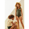 Lola Scalloped Collared Swimsuit, Green - One Pieces - 2