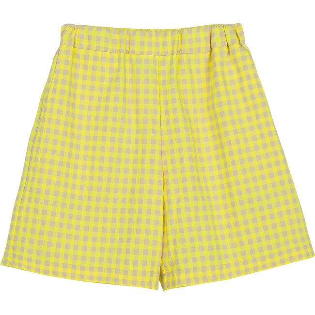 Matteo Vichy Straight Cut Seersucker Bermuda, Fluo Yellow - Shorts - 1