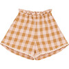 Sienna Vichy Flared Cut Checked Seersucker Short, Caramel - Shorts - 1 - thumbnail