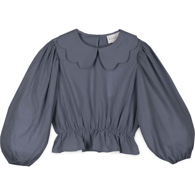 Calie Jacquard Blouse, Blue - Blouses - 1