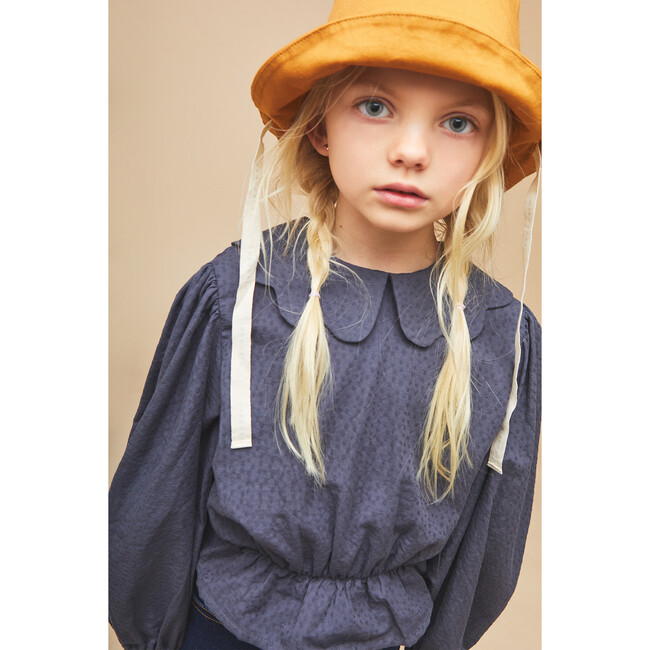 Calie Jacquard Blouse, Blue - Blouses - 2