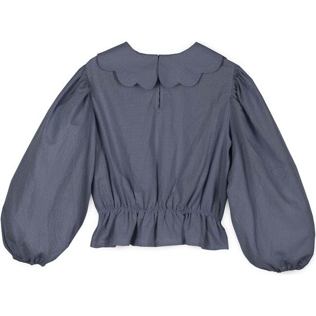 Calie Jacquard Blouse, Blue - Blouses - 3