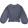 Calie Jacquard Blouse, Blue - Blouses - 3