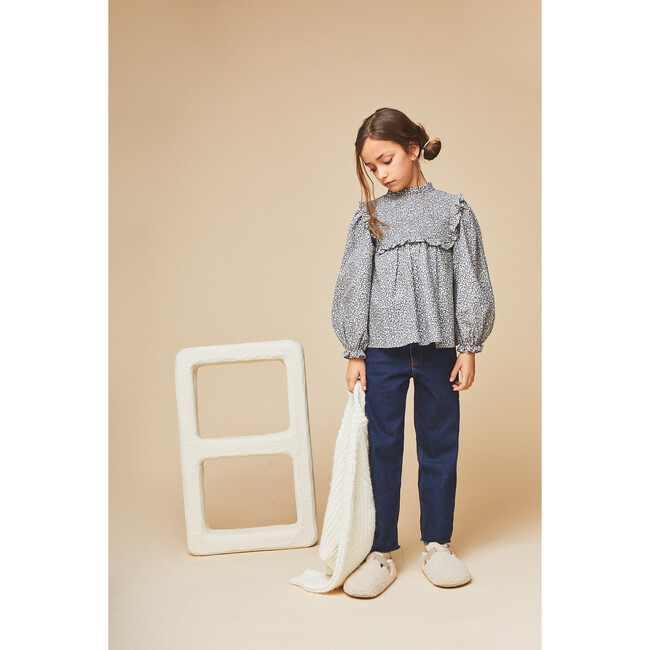 Carmela Smocked Blouse, Blue - Blouses - 3