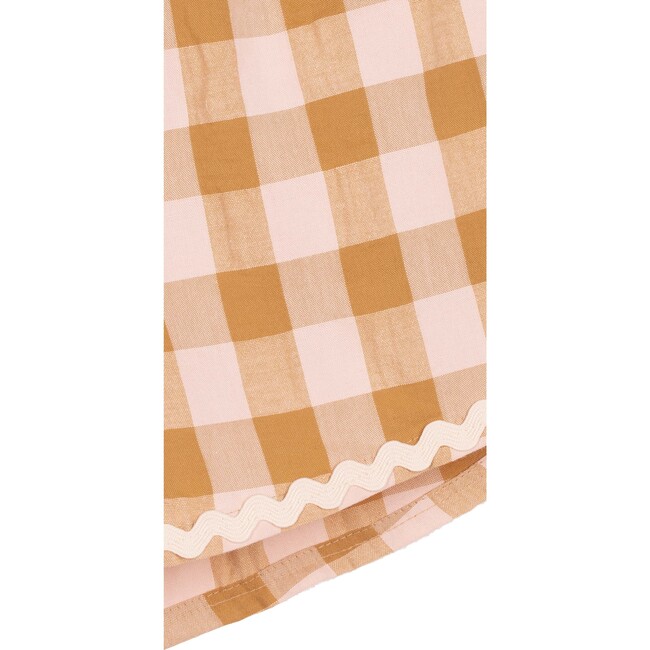 Sienna Vichy Flared Cut Checked Seersucker Short, Caramel - Shorts - 4