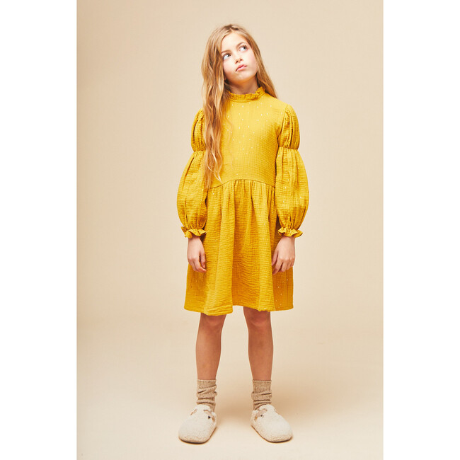 Émilie Muslin Dress, Mustard - Dresses - 3